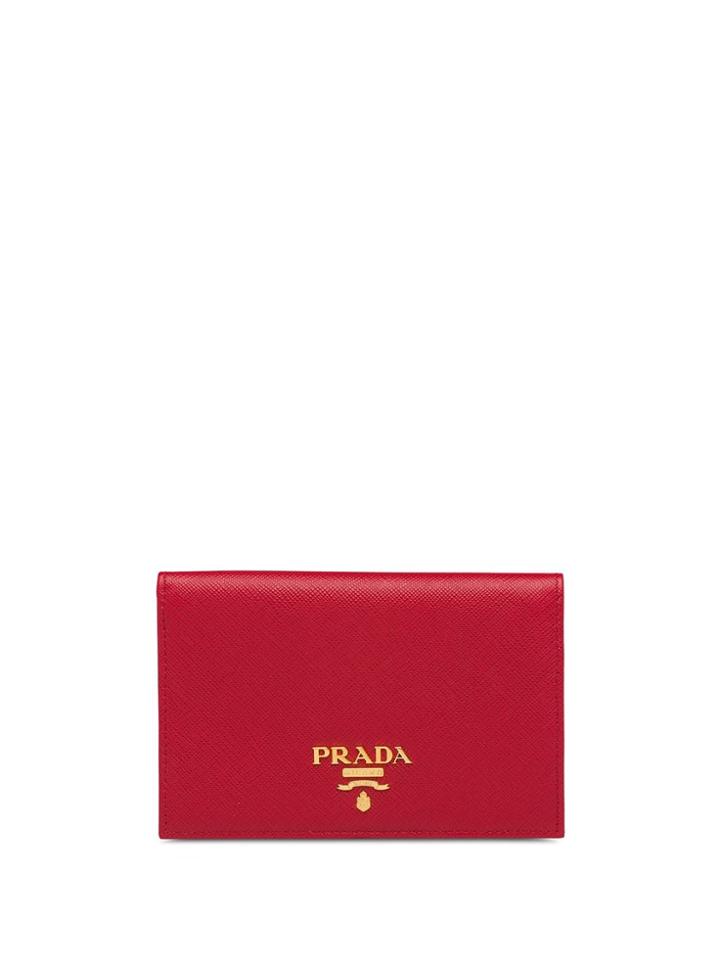 Prada Bi-fold Logo Cardholder - Red
