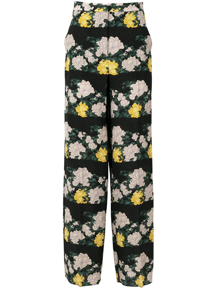 Rochas Rose Print Trousers - Black