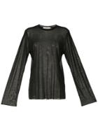 Matin Fine Knit Long Sleeve T-shirt - Black