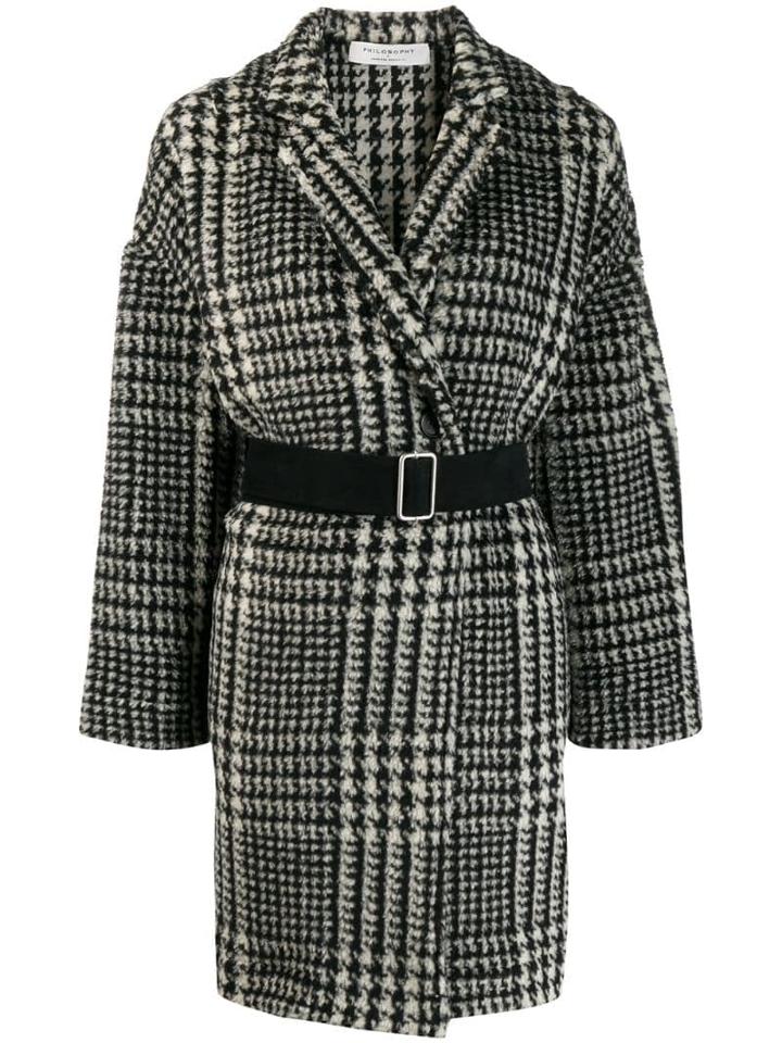 Philosophy Di Lorenzo Serafini Houndstooth Pattern Coat - Black