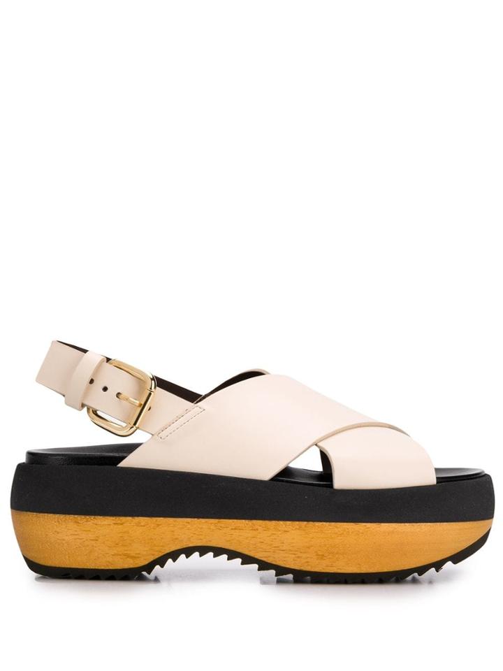 Marni Criss-cross Platform Sandals - Neutrals