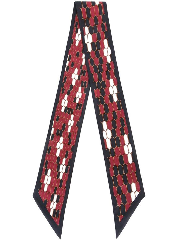 Bulgari Printed Scarf, Women's, Black, Silk