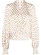 Caroline Constas Polka Dot Knot Detail Blouse - White