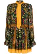 Philosophy Di Lorenzo Serafini Printed Tie Neck Mini Dress - Black