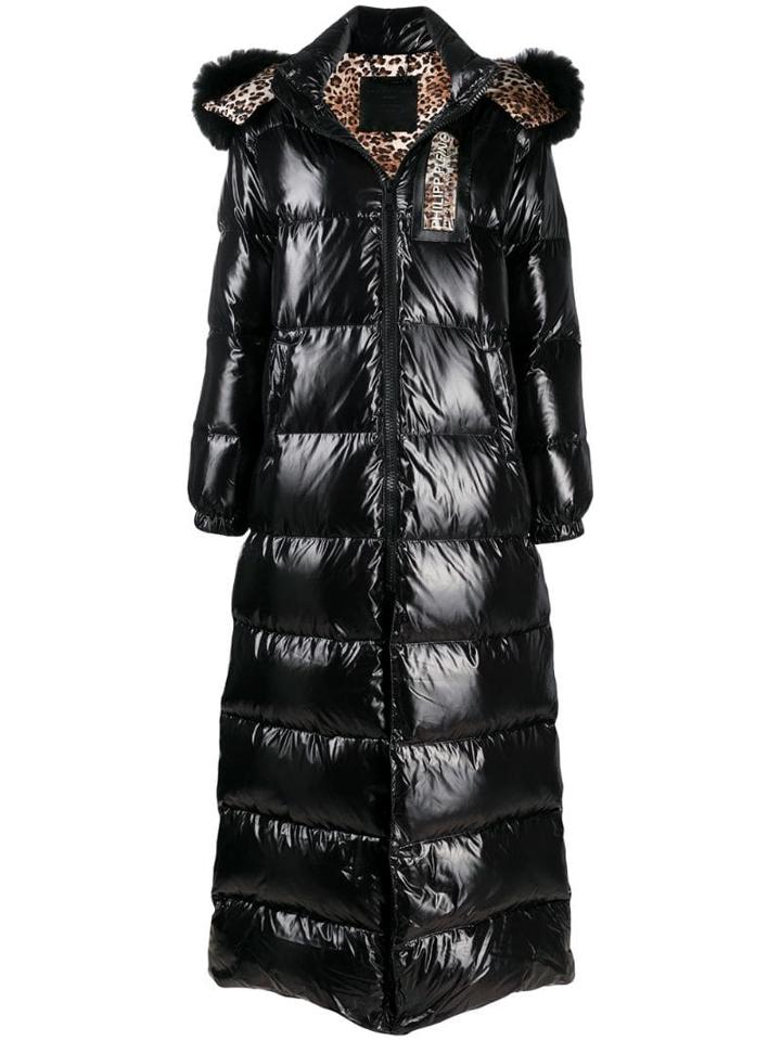 Philipp Plein Shiny Padded Long Coat - Black