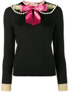 Gucci Fitted Jumper With Floral Embroidery And Pearl Embellishment -