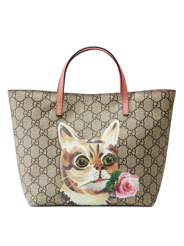 Gucci Kids Children's Gg Supreme Cat Tote - Nude & Neutrals