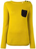 Chinti And Parker Contrast Pocket Sweater, Women's, Size: Xs, Green, Cashmere