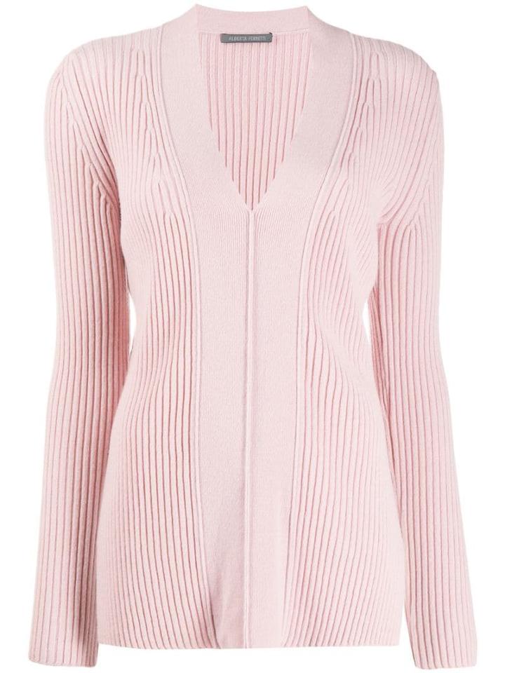 Alberta Ferretti Ribbed Knit Cardigan - Pink