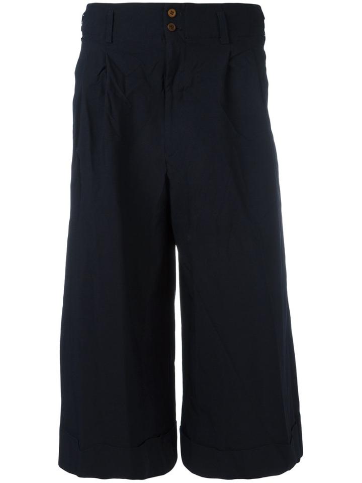 Comme Des Garçons - Wide Leg Cropped Pants - Women - Polyester - M, Women's, Black, Polyester