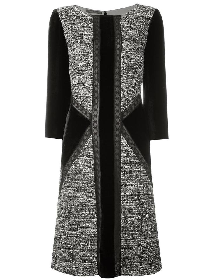 Alberta Ferretti Tweed Panel Dress, Women's, Size: 42, Black, Silk/cotton/polyamide/other Fibers