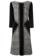 Alberta Ferretti Tweed Panel Dress, Women's, Size: 42, Black, Silk/cotton/polyamide/other Fibers