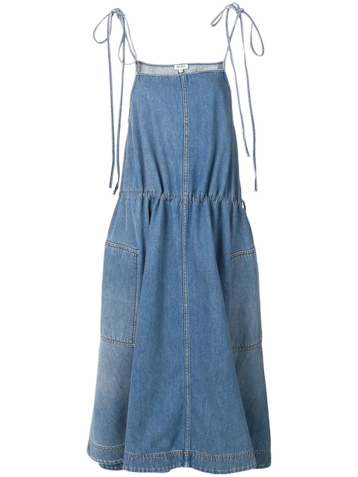 Kenzo Drawstring Waist Denim Dress - Blue