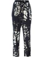 Roberto Cavalli Drawstring Printed Trousers, Women's, Size: 40, Black, Silk