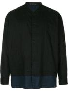Issey Miyake Men Panelled Collarless Shirt - Blue