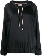 L'autre Chose Two Tone Satin Hoodie - Black