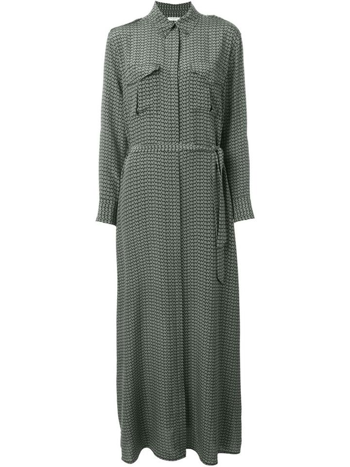 Equipment Printed Maxi Shirt Dress, Women's, Size: Medium, Green, Silk