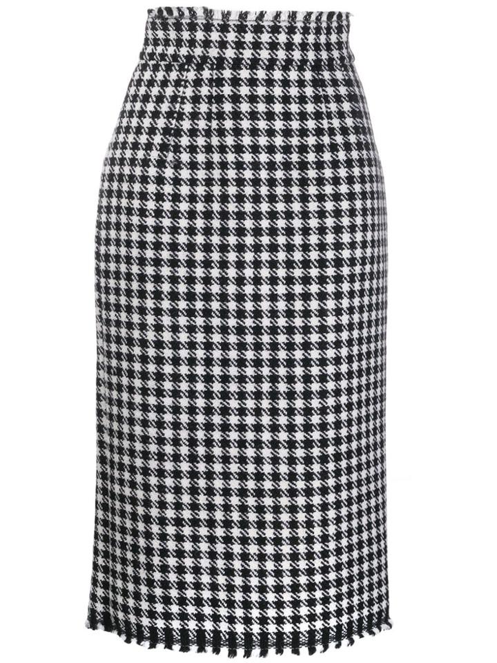 Dolce & Gabbana Houndstooth Fitted Midi Skirt - Black