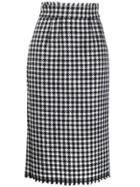 Dolce & Gabbana Houndstooth Fitted Midi Skirt - Black
