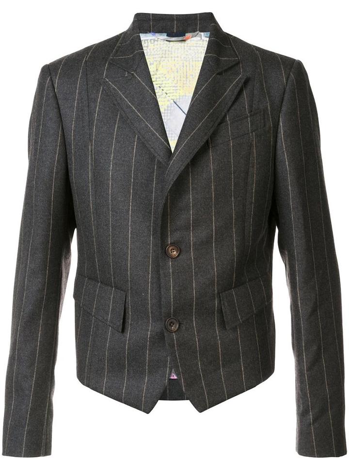 Vivienne Westwood Man Pinstripe Short Blazer, Men's, Size: 52, Grey, Viscose/wool