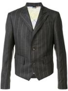 Vivienne Westwood Man Pinstripe Short Blazer, Men's, Size: 52, Grey, Viscose/wool