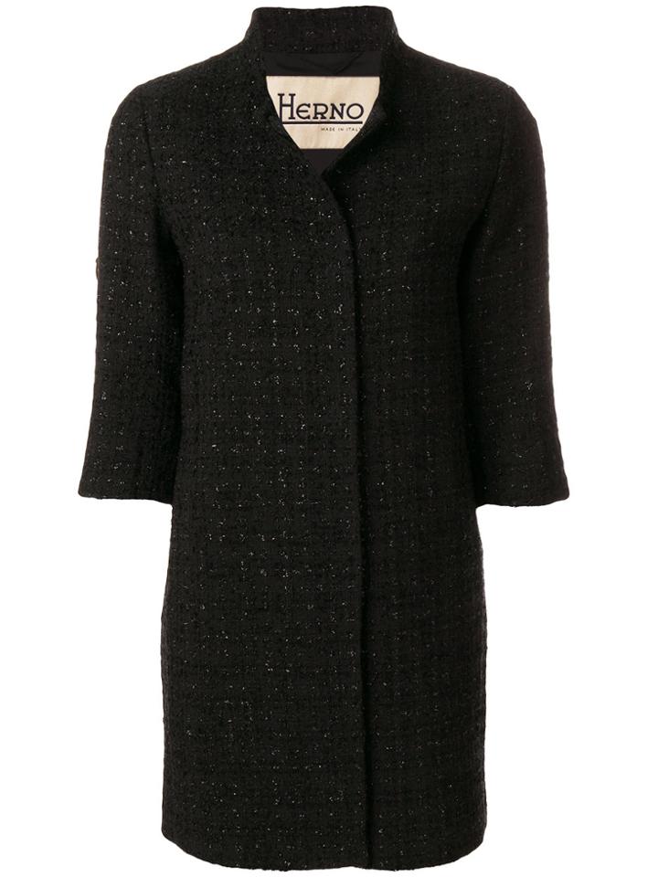 Herno Cropped Sleeve Coat - Black