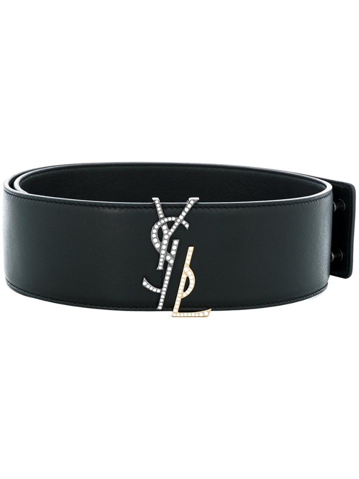 Saint Laurent Monogram Logo Belt - Black