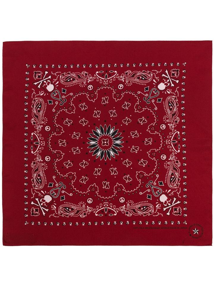 Mastermind Japan Red Printed Silk Bandana Scarf