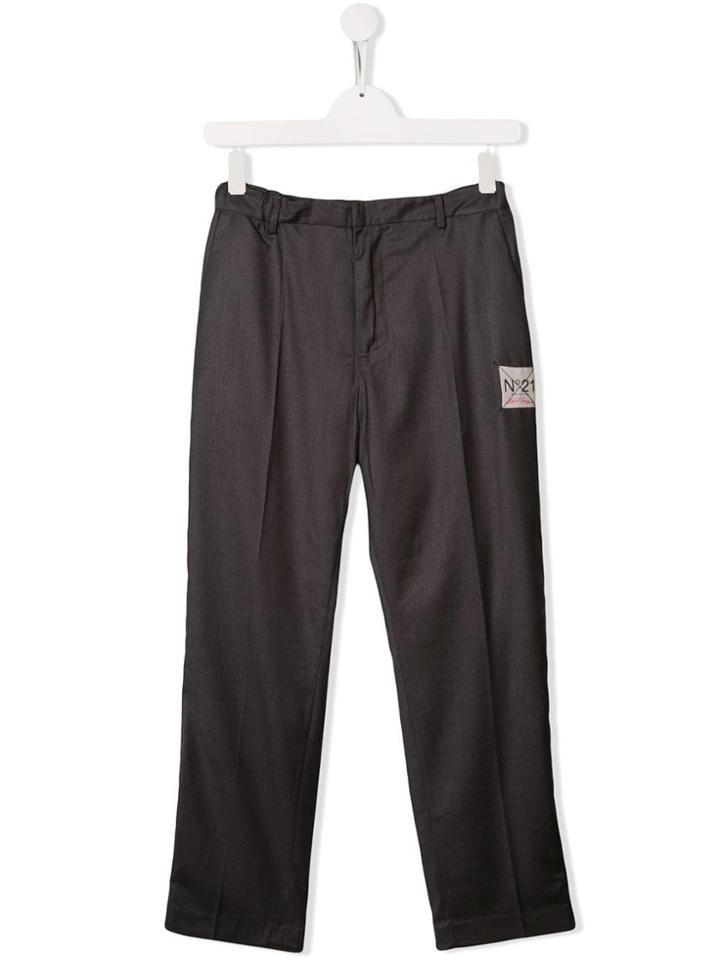Nº21 Kids Logo Patch Trousers - Grey