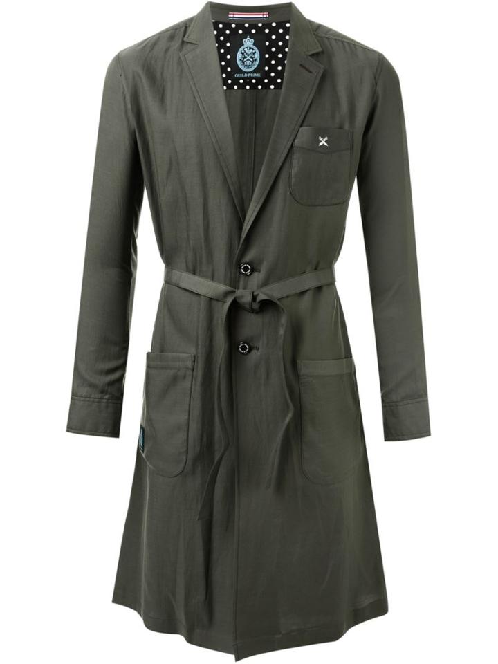 Guild Prime Lightweight Belted Coat, Men's, Size: L, Green, Cotton/cupro