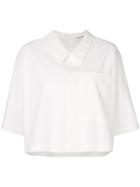 Thom Browne Asymmetric Cropped T-shirt - White