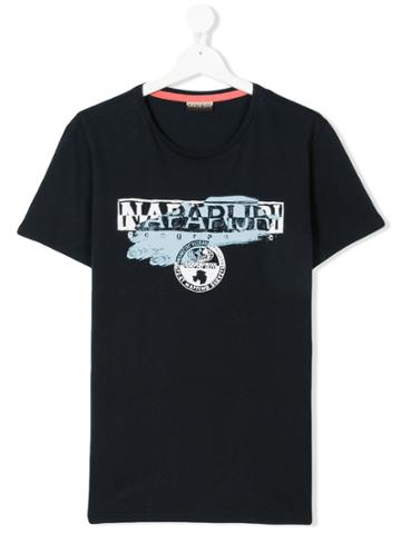 Napapjiri Kids Teen Logo Print T-shirt - Blue