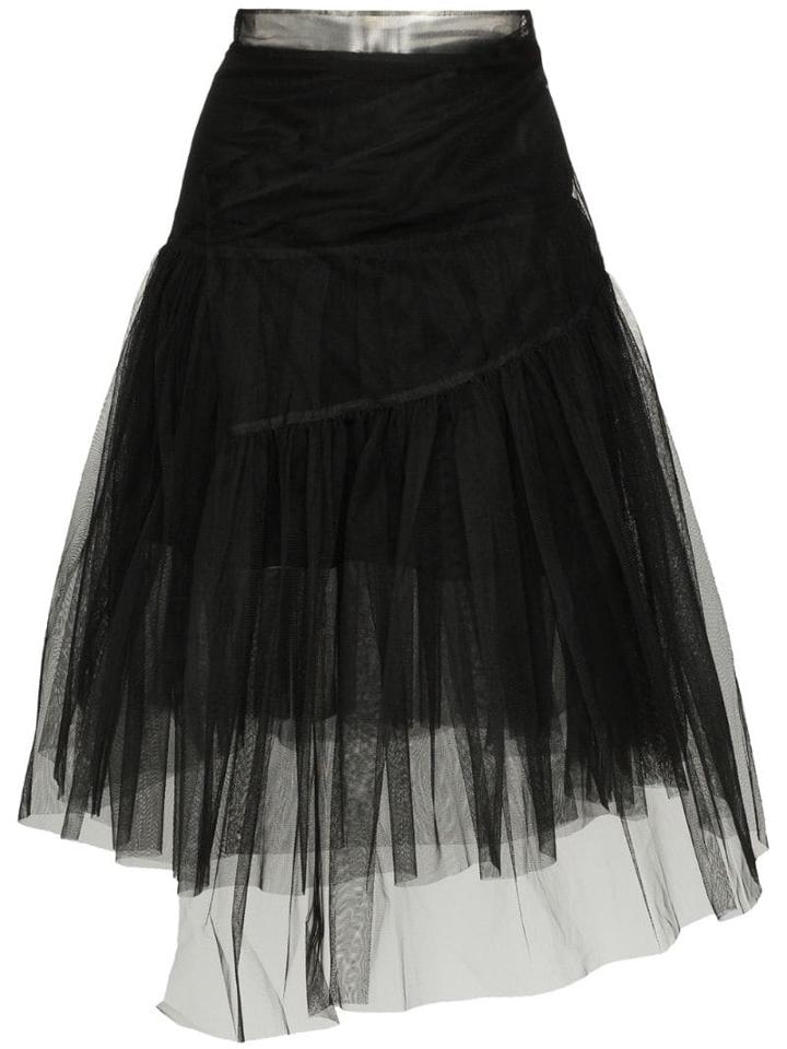 Shushu/tong Asymmetric Layered Midi Skirt - Black