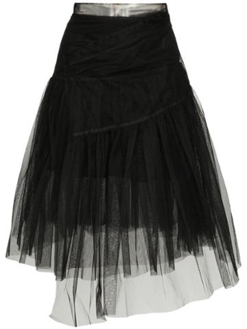 Shushu/tong Asymmetric Layered Midi Skirt - Black