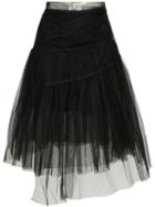 Shushu/tong Asymmetric Layered Midi Skirt - Black
