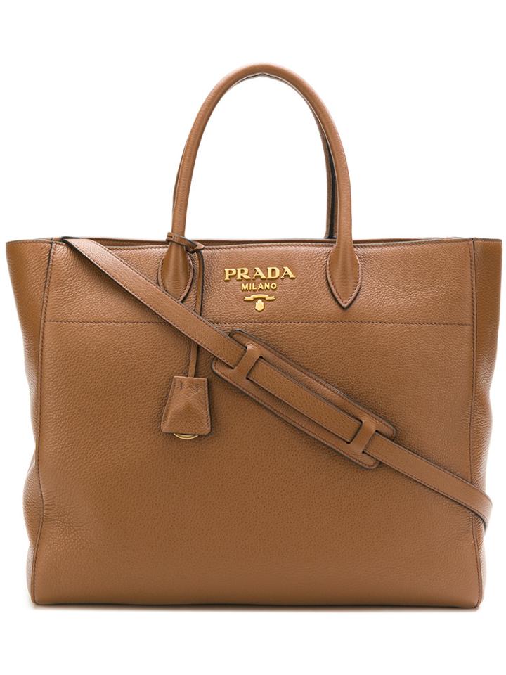 Prada Paradigm Tote - Brown