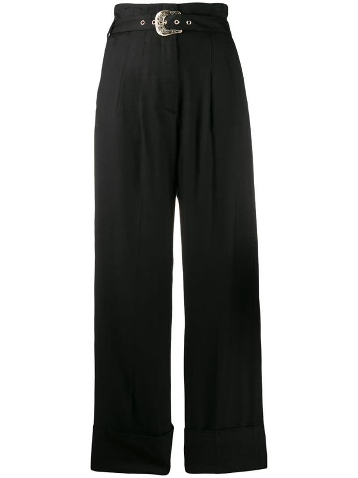 Just Cavalli Belted Palazzo Trousers - Black