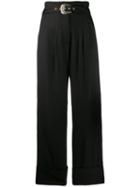 Just Cavalli Belted Palazzo Trousers - Black