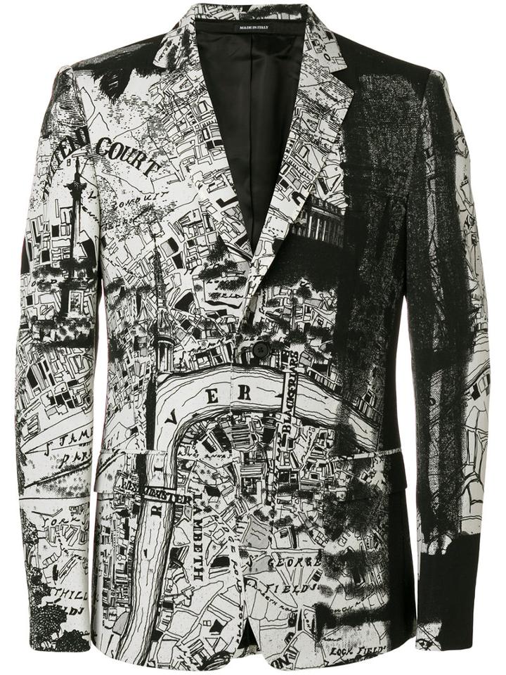 Alexander Mcqueen - London Map Blazer - Men - Silk/polyamide/viscose/wool - 46, Black, Silk/polyamide/viscose/wool