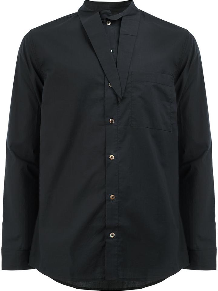 By Walid Tie Collar Shirt, Men's, Size: Small, Black, Cotton