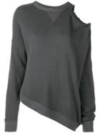 R13 Classic Knit Sweater With Cold Shoulder - Grey