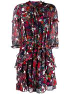 Saloni Printed Ruffled Dress - Blue