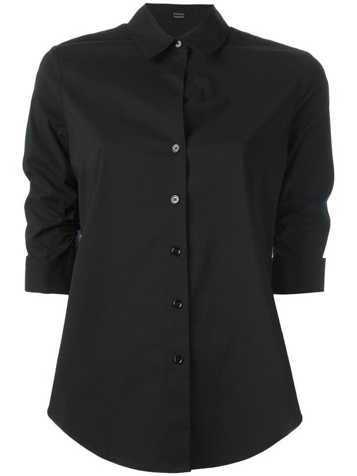 Gathered Three-quarters Sleeve Shirt, Women's, Size: 34, Black, Cotton/polyester/spandex/elastane, Steffen Schraut