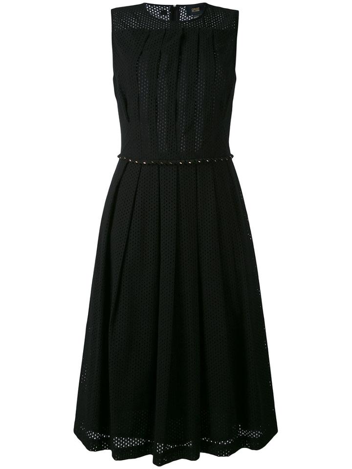 Cavalli Class - Broderie Fit And Flare Dress - Women - Cotton - 40, Black, Cotton