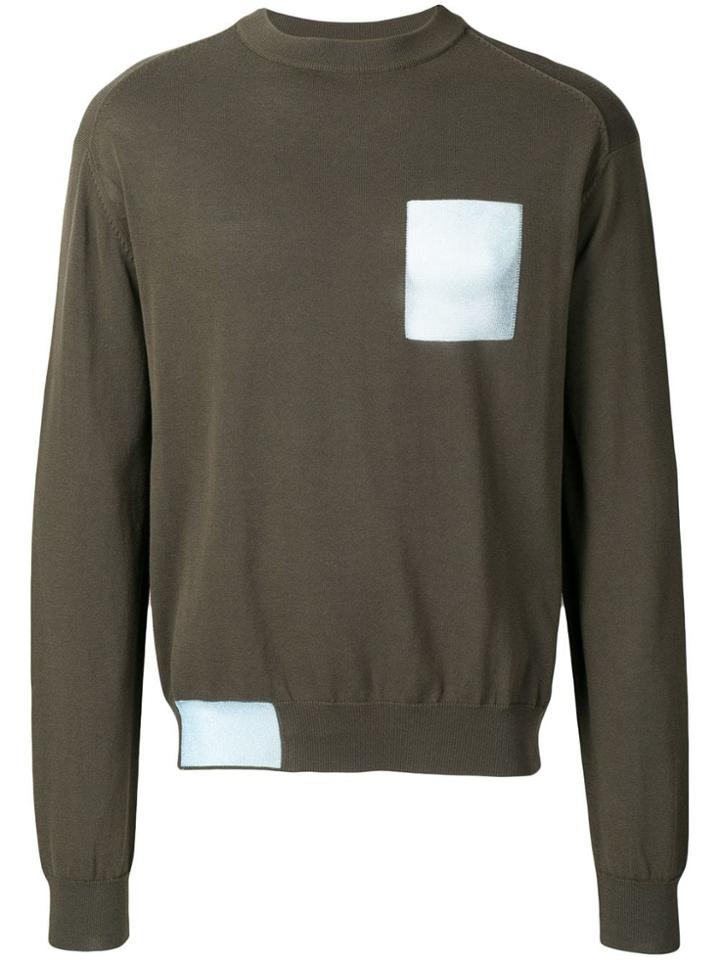 Oamc Contrast Squares Jumper - Green