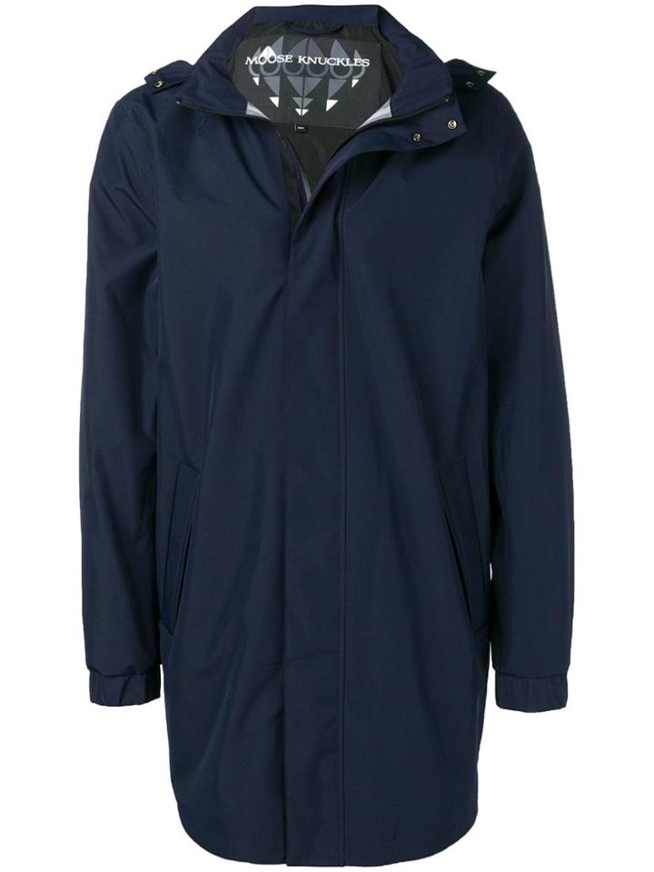 Moose Knuckles Hooded Mid-length Coat - Blue