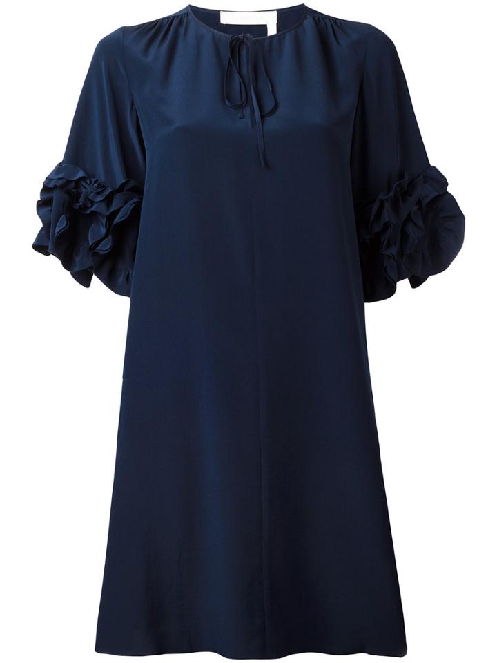 See By Chloé Ruffled Sleeve Dress, Women's, Size: 38, Blue, Viscose/silk