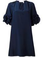 See By Chloé Ruffled Sleeve Dress, Women's, Size: 38, Blue, Viscose/silk