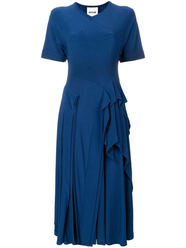 Koché Ruffled Detail Dress - Blue