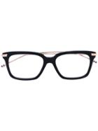 Thom Browne - Square Frame Optical Glasses - Unisex - 12kt Gold - 53, Black, 12kt Gold